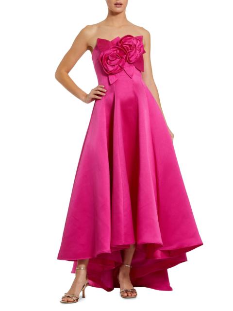 MAC DUGGAL Women's 3D Floral Appliqué Satin A-Line Gown - Hot Pink