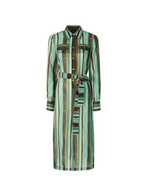 PINKO striped belted shirt midi dress