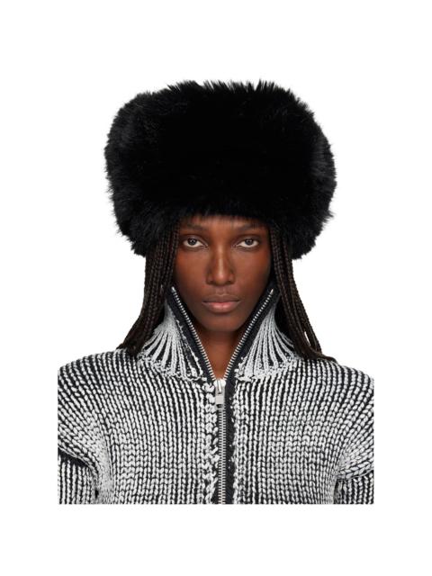 VAQUERA Black Leather & Faux-Fur Trapper Hat