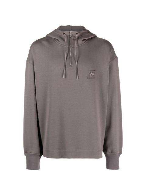 logo-patch half-zip cotton hoodie