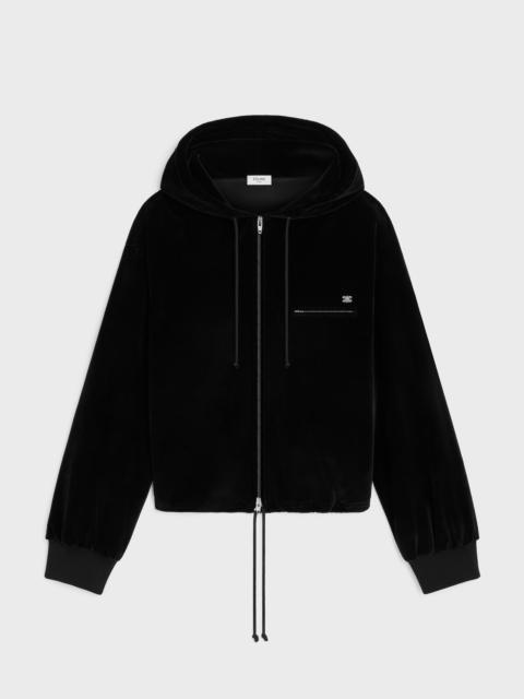 CELINE zipped hoodie IN velvet jersey