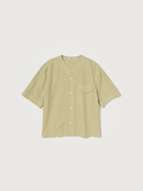 AURALEE GARMENT-DYED FINX SHUTTLE WEATHER HALF SLEEVED SHIRT