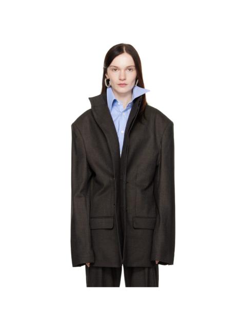 MARIE ADAM-LEENAERDT Brown High Neck Jacket