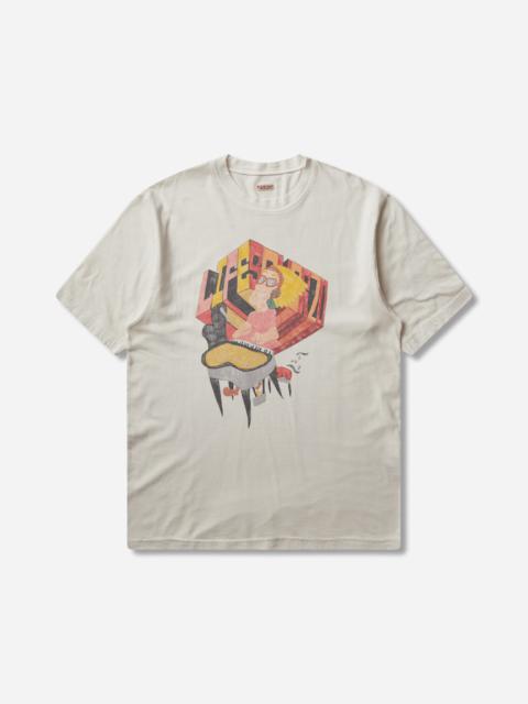 Kapital Men's 20/-Jersey Crew T-Shirt (Analog Piano Man) Ecru