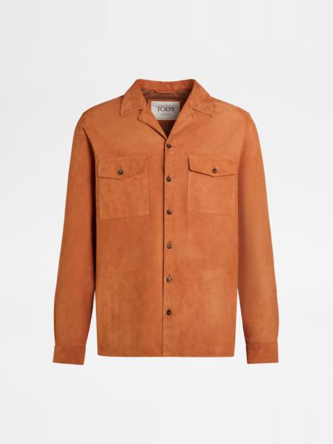 Tod's OVERSHIRT IN PASHMY SUEDE - ORANGE