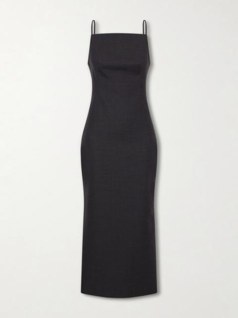 Givenchy Sliced Kickback Grain De Poudre Wool Midi Dress