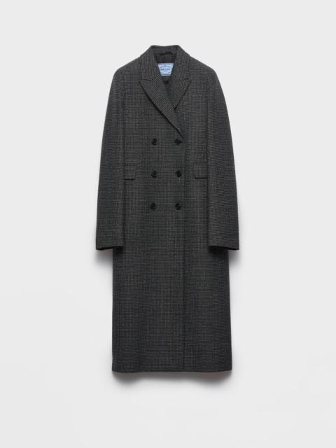 Prada Double-breasted gingham-checked mouliné wool coat