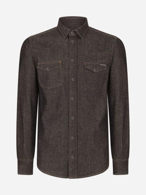 Dolce & Gabbana Blue wash stretch denim shirt