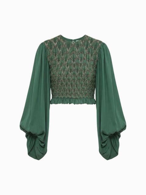 ULLA JOHNSON Marlene LS Smocked Blouse