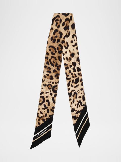 Dolce & Gabbana Leopard-Print Silk Twill Bandeau Scarf