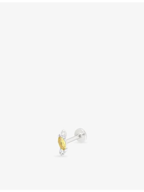 ASTRID & MIYU Cluster 14ct White-Gold, Lab-Grown Diamond And Yellow Sapphire Stud Earrings