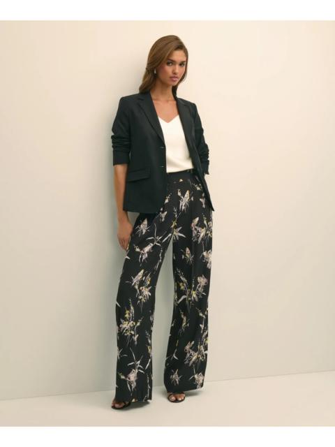 Brooks Brothers Easy Fit, Elastic Back Wide-Leg Soft Bird Print Pants