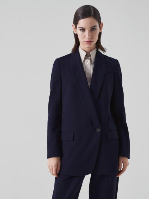 Stretch cotton couture interlock blazer with monili