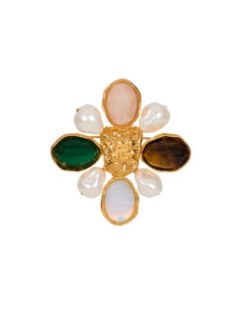Balmain Baroque brooch in stones and pearls