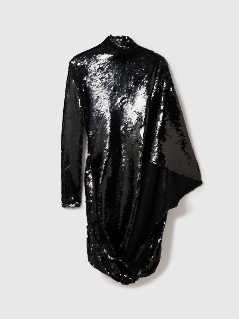 Stella McCartney Long-Sleeve Sequin Draped Mini Dress