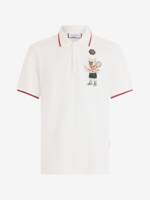 PHILIPP PLEIN tennis patch polo shirt
