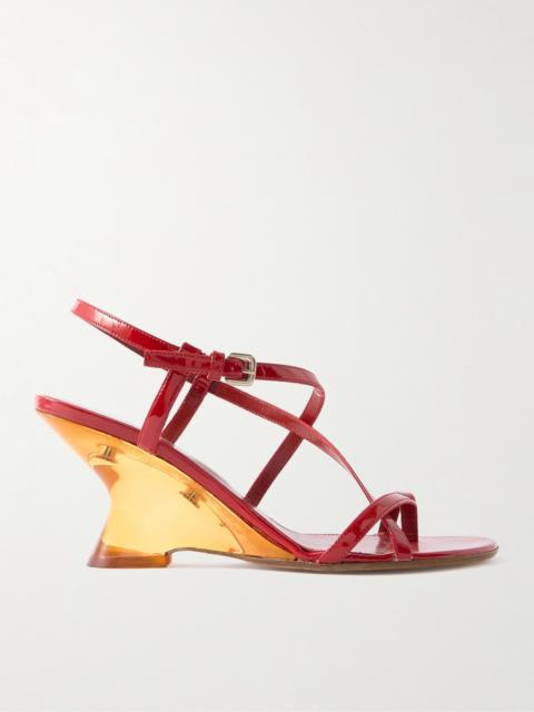 Dries Van Noten Patent-leather Wedge Sandals