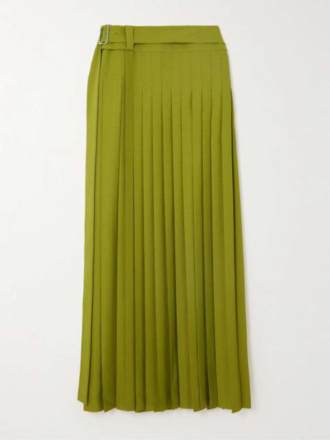 Pleated twill maxi skirt