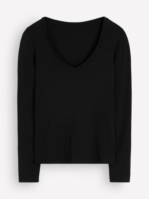 BODEN Essential V Neck Top-Black