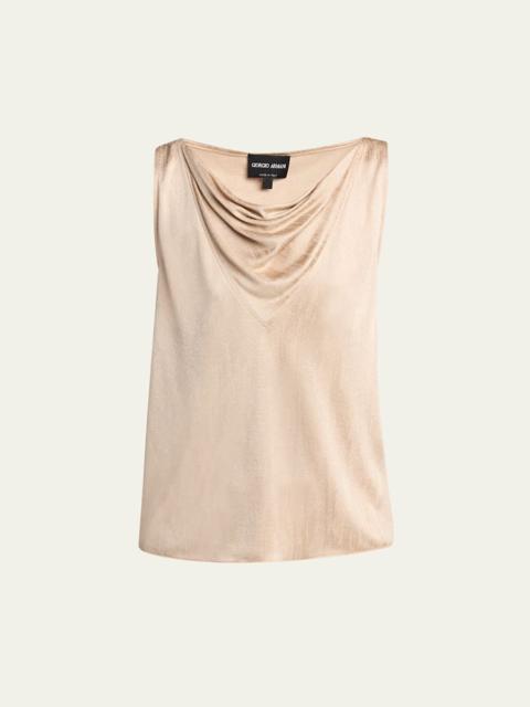 GIORGIO ARMANI Cowl-Neck Metallic Jersey Top