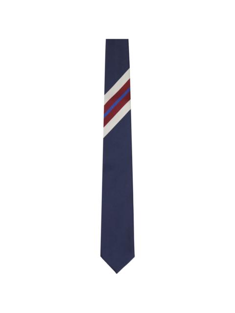 Dries Van Noten Navy Printed Silk Tie