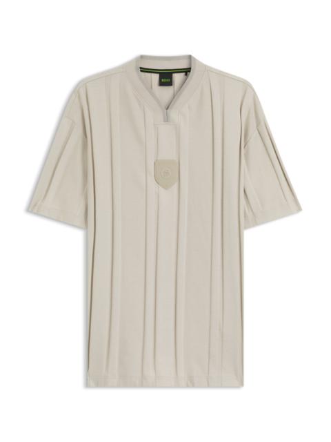 BOSS TEXTURED-STRIPE T-SHIRT IN COTTON