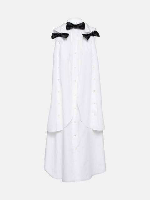 Bow-detail cotton poplin midi dress