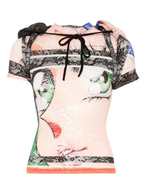 OTTOLINGER padded-hood lace T-shirt