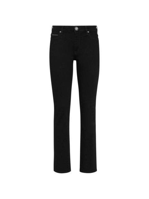 mid-rise skinny-cut jeans