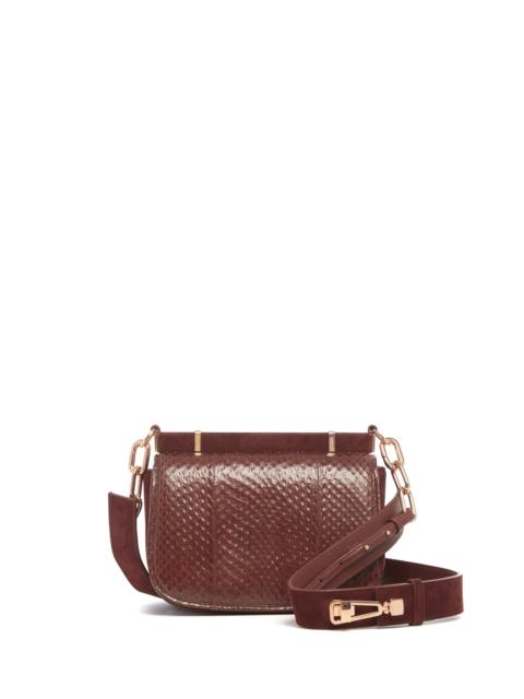 GABRIELA HEARST Small Dern Crossbody Bag in Chocolate Snakeskin & Suede