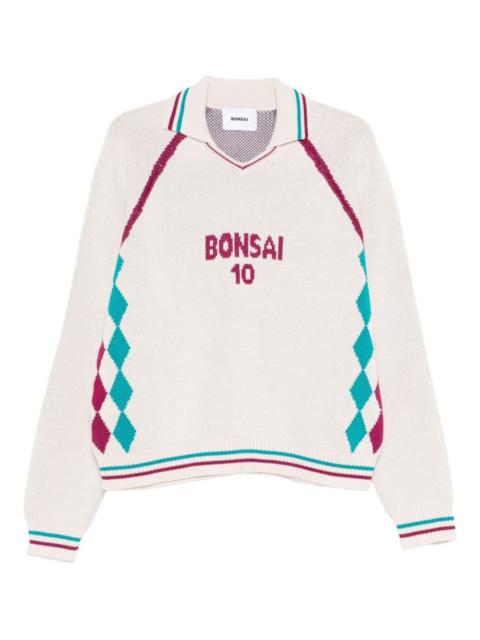 BONSAI diamond-pattern polo jumper