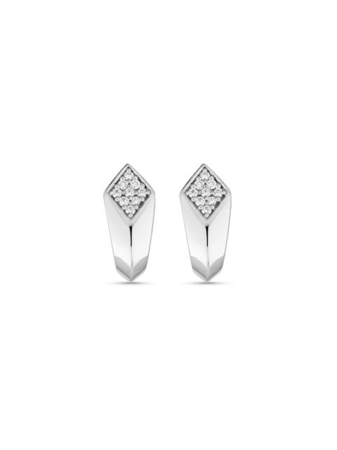 STONE AND STRAND LAB-Created Pave Knife Edge Silver Hook Earrings