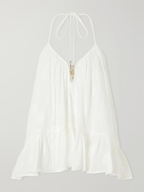 Zimmermann Solstice Embellished Polka-dot Cotton Tank