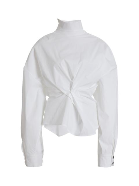 Asymmetric Collar Shirt white