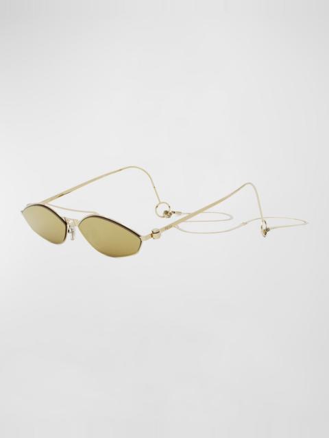 FENDI Rimless Geometric Metal Aviator Sunglasses