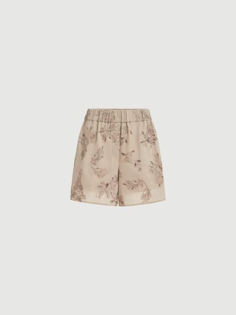 Brunello Cucinelli Cotton organza shorts with dazzling broderie anglaise