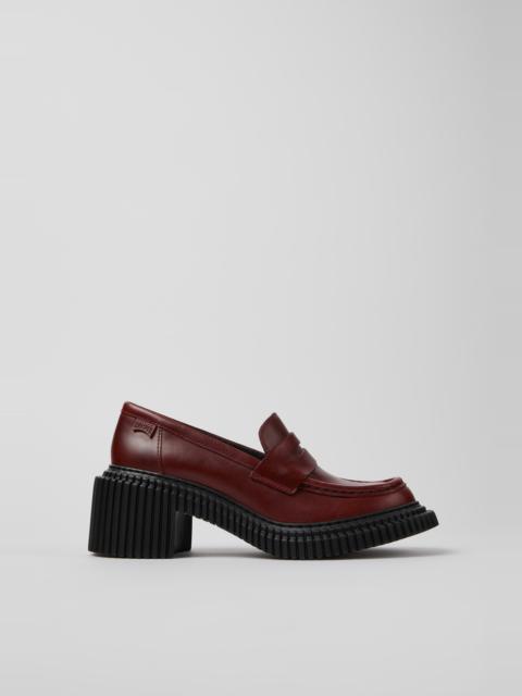CAMPER Pix London Burgundy Leather Moccasins for Women.