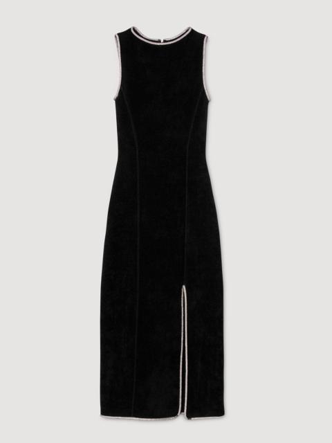 Sandro RHINESTONE SLIT MAXI DRESS
