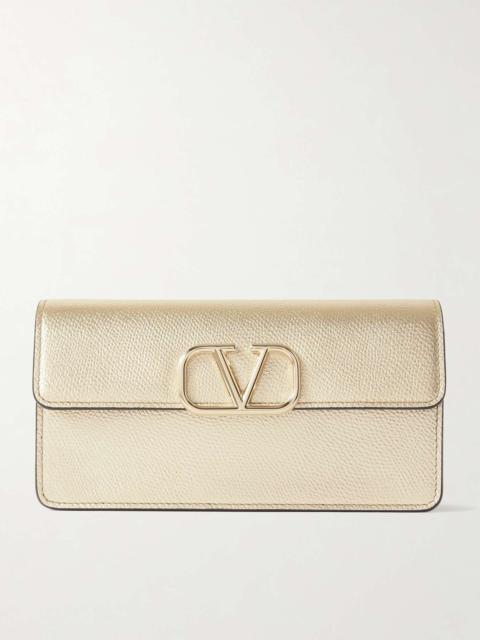 VLOGO metallic textured-leather wallet