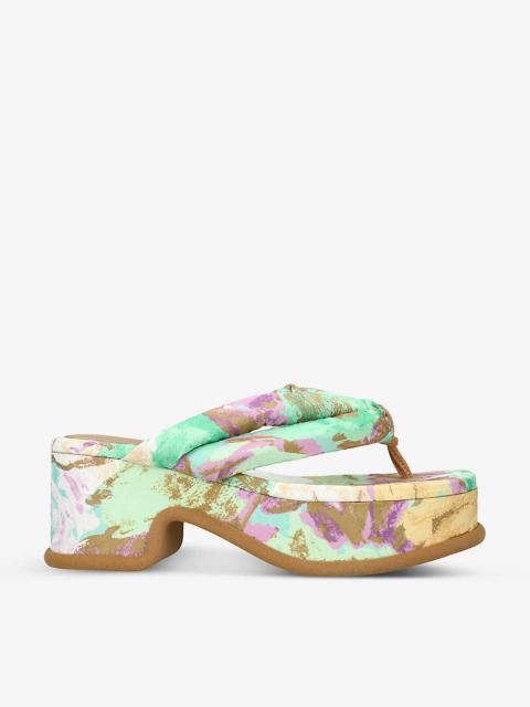 Dries Van Noten Floral-print woven platform sandals
