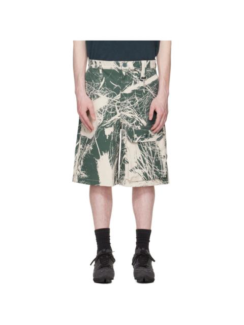 REESE COOPER® Khaki & Off-White Duck Canvas Patch Pocket Cargo Shorts