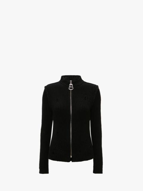 JW Anderson DISTRESSED ZIP CARDIGAN