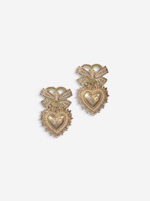 Devotion earrings in yellow gold with diamonds