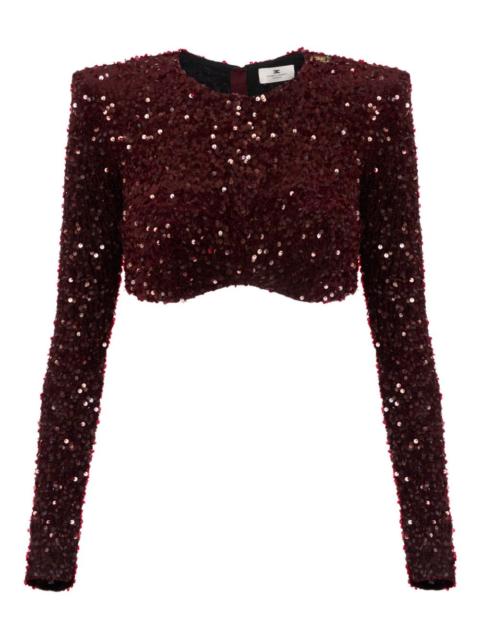 ELISABETTA FRANCHI sequin-embellished long-sleeve blouse