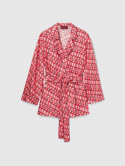 GUCCI Printed silk shirt with self-tie