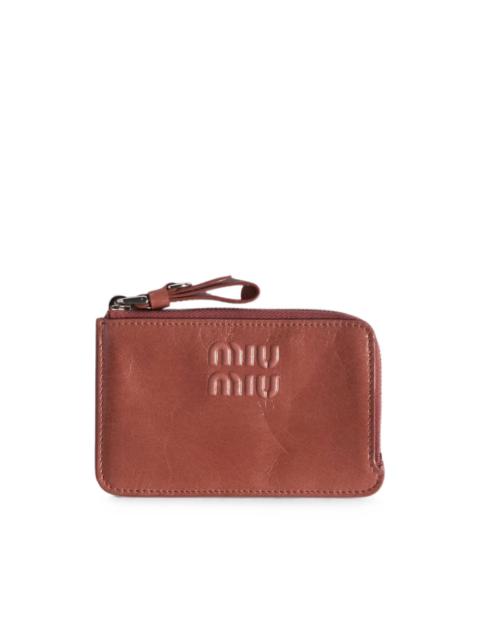 Miu Miu embossed-logo leather card holder