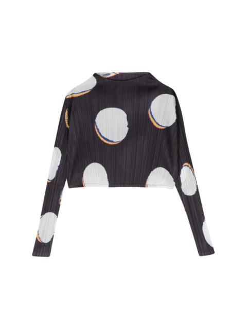 Pleats Please Issey Miyake Bean Dots pleated cropped top