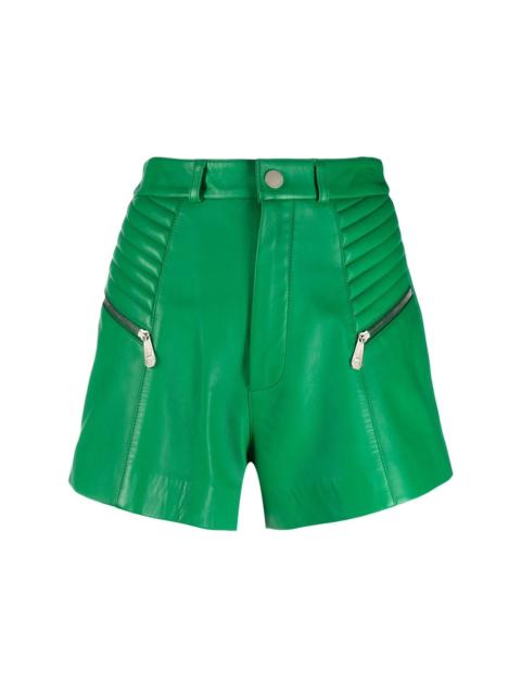 PHILIPP PLEIN ribbed high-waist leather shorts