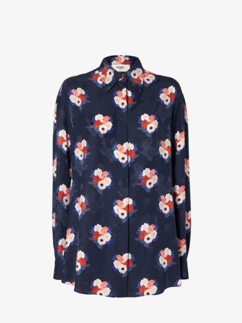 FENDI Shirt Dark blue silk shirt