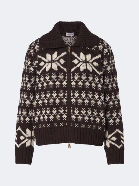 Moncler Fair Isle sequined wool-blend zip-up cardigan